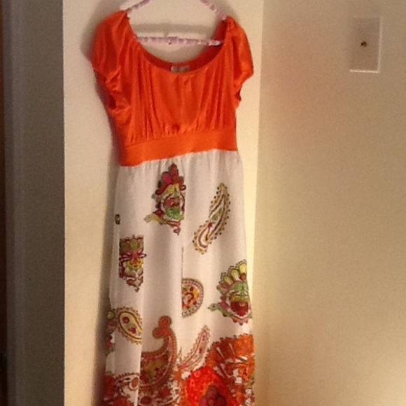 Floral orange maxi dress ( never worn)