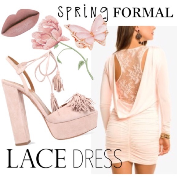 Marciano Light Pink Lace Back Dress - Picture 1 of 5
