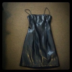 Blk faux leather mini dress