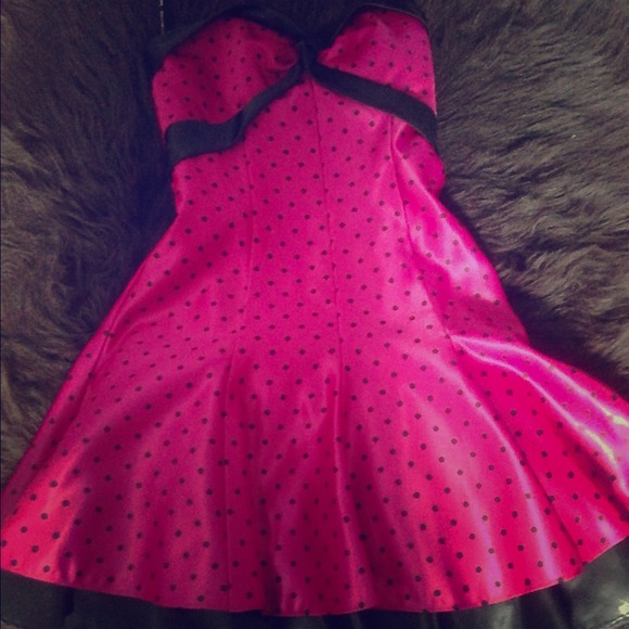 Hot Pink Black Dot Party Dress!