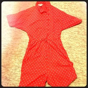 A cute red polka dot vintage play suit