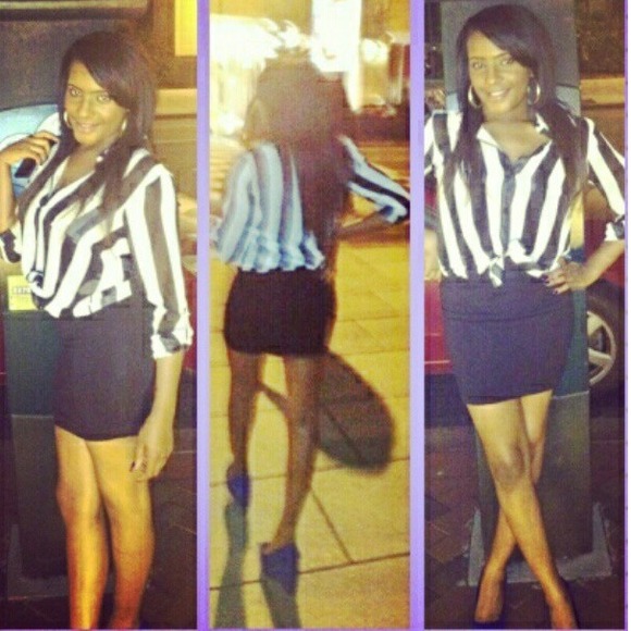 Black and white sheer top.