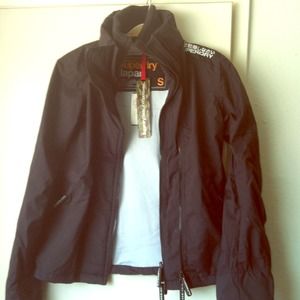 NWT Superdry Black Windcheater small