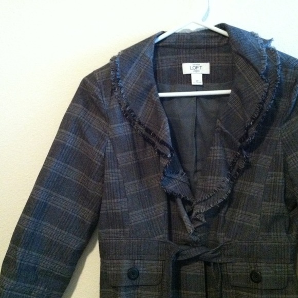 LOFT plaid ruffled jacket
