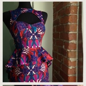 Brand New LF Dress! Floral with peplum, cut outs!!