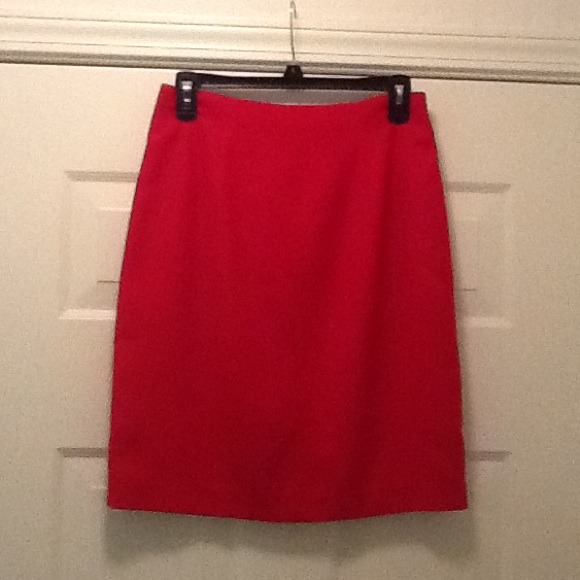 Straight red skirt right above knee