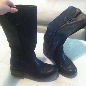 Tall dark brown cowboy boots