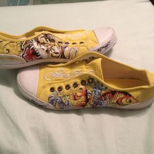 Yellow Ed Hardy sneakers