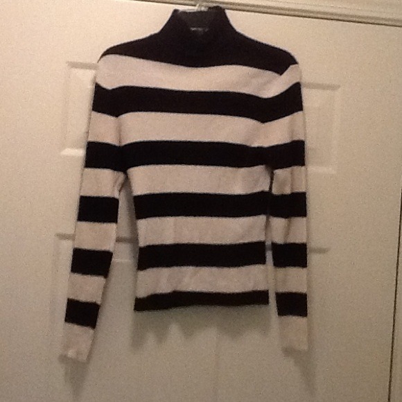 Black and white turtleneck with a little silver