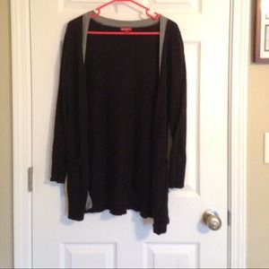 Long black sweater with grey trim