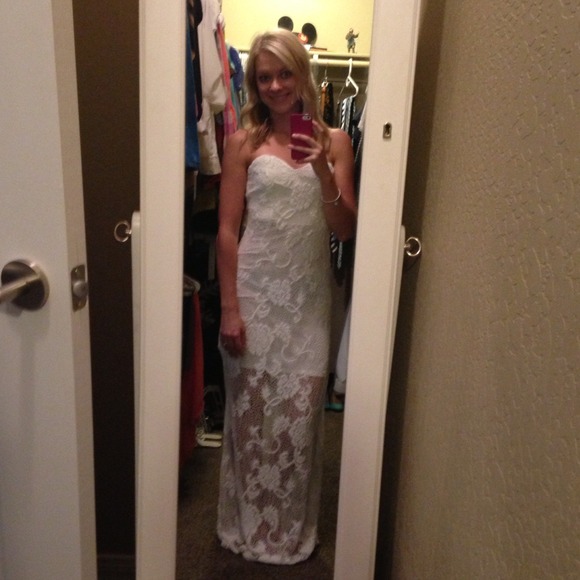 White Lace Maxi High Low Dress!!!!