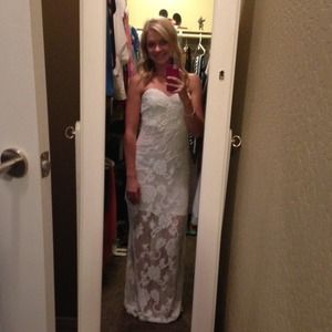 White Lace Maxi High Low Dress!!!!