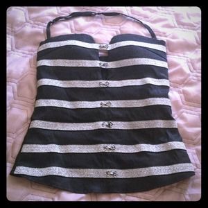 💢💢SOLD💢💢Corset style top blk n silver