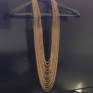 ❌Sold❌Golden beaded statement multi strand necklac