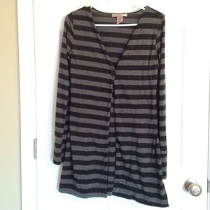 Long length striped sweater