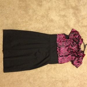 Black and pink pencil skirt dress.