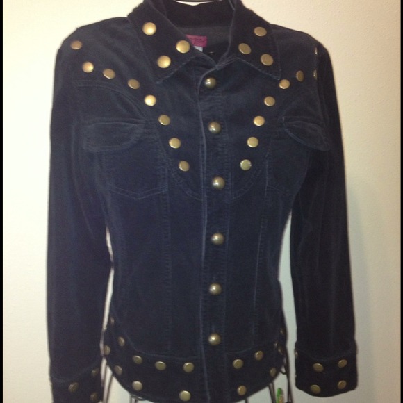 **SOLD**CORDUROY JACKET Features Bronze studs - Picture 2 of 4