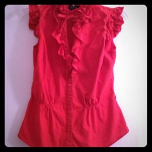 Red ruffled blouse