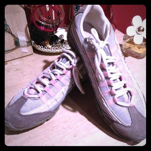 Pink and grey sneakers