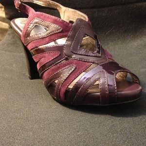 Sofft purple heel with leather and suede