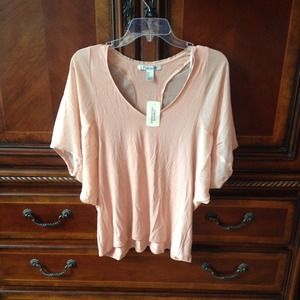 V-Neck Racerback Shirt with Sheer Sleeves