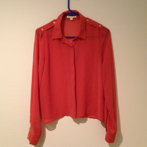 ⛔SOLD Red Orange Colored collared shirt!⛔