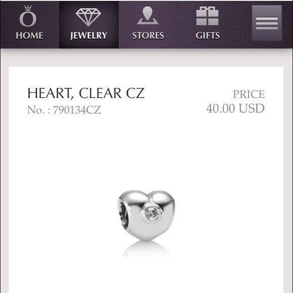 Pandora Jewelry - Pandora Silver Cleat Cubic Zirconia Heart Charm