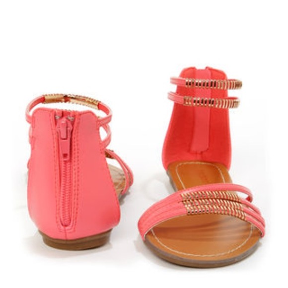 Coral and Gold Gladiator Sandals sz 9 ⏰cyber sale - Picture 2 of 3