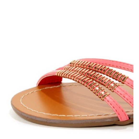 Coral and Gold Gladiator Sandals sz 9 ⏰cyber sale - Picture 3 of 3