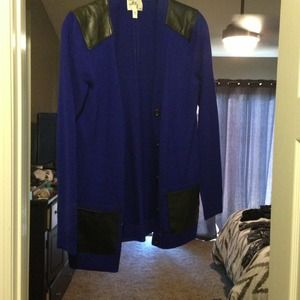 Leather detail cardigan