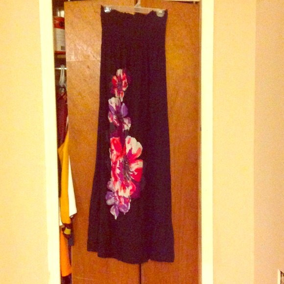 Black, floral, maxi dress
