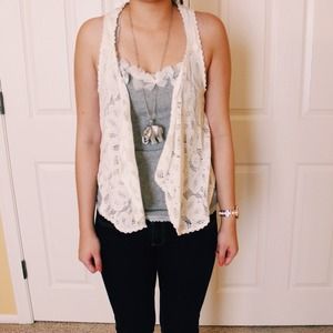 White Crochet Vest