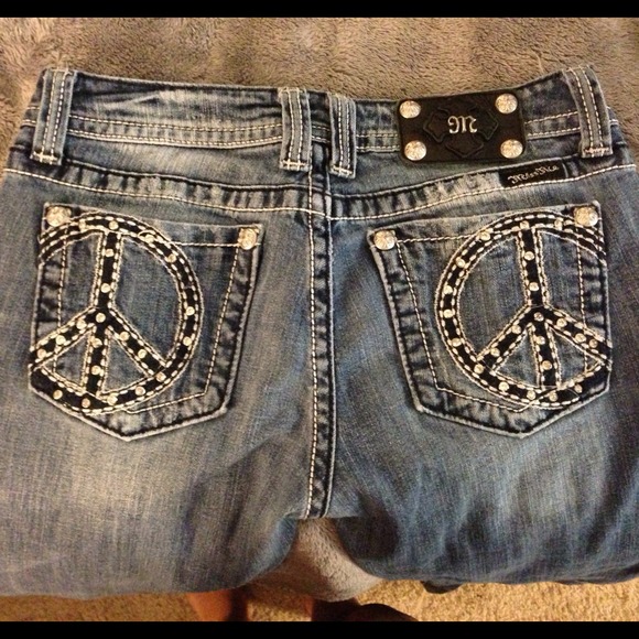 Miss Me Peace Sign Jeans