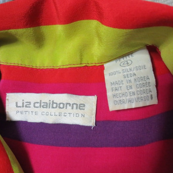 100% SILK Colorful Vintage Blouse - Picture 3 of 4