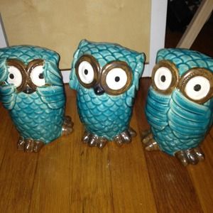 3 piece Ceramic owls