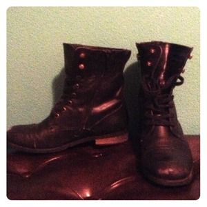 Forever 21 black lace up ankle boots