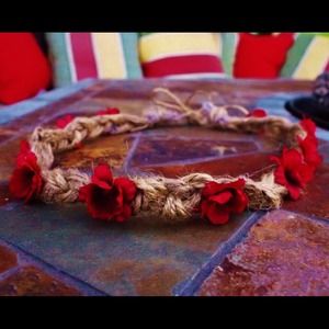 Red Flower Crown Boho Hippie Headband