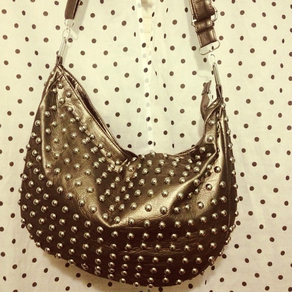 Silver crossbody stud purse