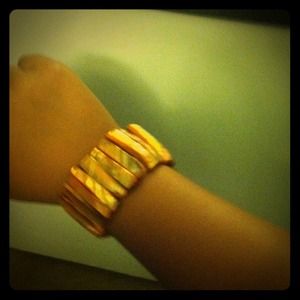 Orange/Shell cuff  stretchy bracelet