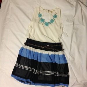 Navy and White Skirt
