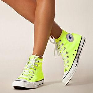 Neon Yellow Hi-top Converse Women's Size 9