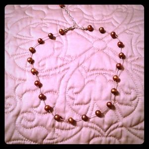 Copper-colored freshwater pearl necklace