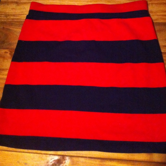 Red and black striped skirt