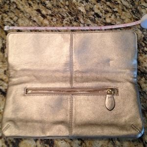 Authentic Coach soft leather gold/metallic clutch