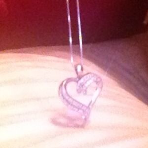 Sterling silver and diamond heart pendant necklace