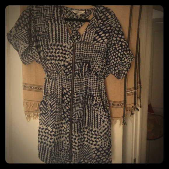 Navy and white zip up dress