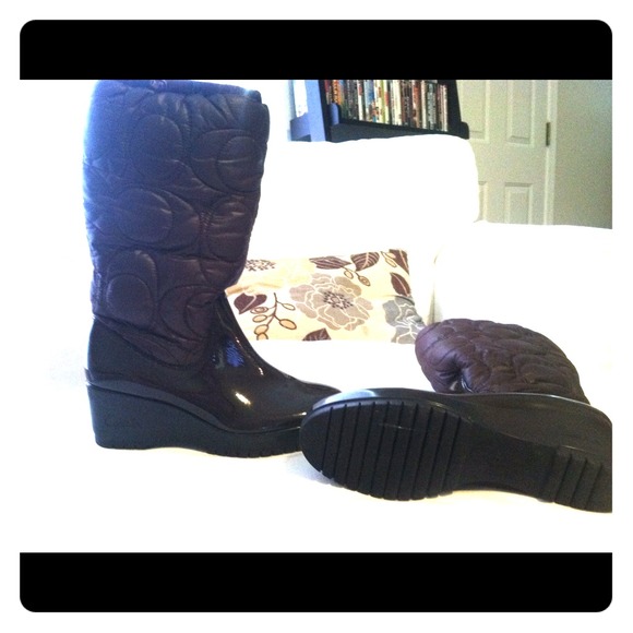 Coach brown wedge rain boots size 8 worn once