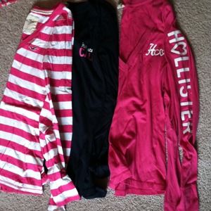 Three hollister long sleeved vnecks