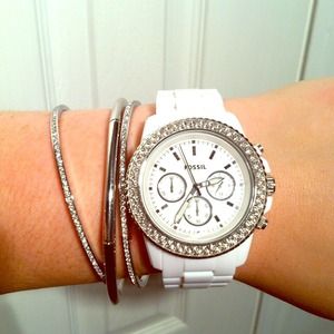 Fossil White Glitz Resin Watch