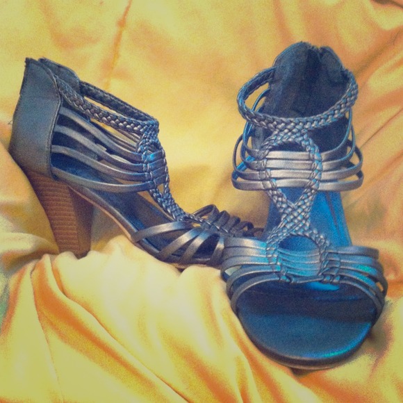 Pewter colored zip up heels!